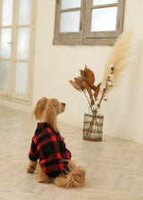 ブロックチェックボアジャケット RED M L LL 2XL