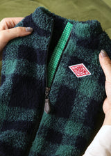 ブロックチェックボアジャケット GREEN M L LL 2XL