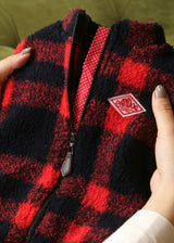 ブロックチェックボアジャケット RED M L LL 2XL