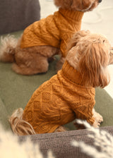 ツイストケーブルニット BROWN ブラウン M L LL